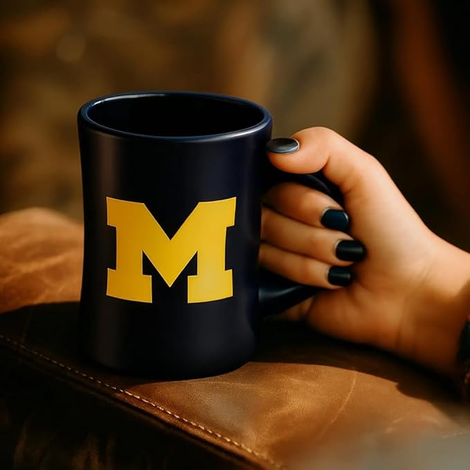 Michigan Wolverines Ceramic 16oz Sculpted Mug – Official Team Logo Coffee Cup – Handwash Recommended – Individually Boxed