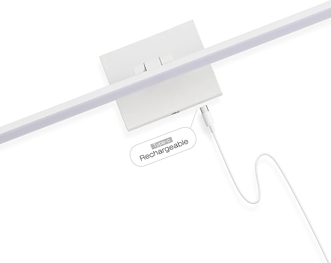 JONATHAN Y JYL7163B Santino 28" Modern Minimalist Swivel Integrated Dimmable LED Rechargeable Picture Light with Touch Sensor for Bedroom, Living Room, Kitchen, Office, White