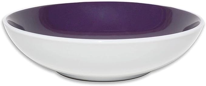 Stoneware Coupe Shape 12pc Dinnerware Set, Outside White + Inside Purple