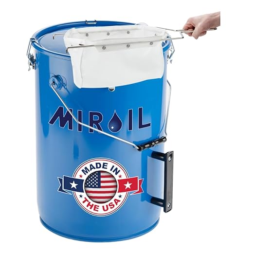 MirOil Blue Filter Pot Combo (6 Gallon) - Oil Pot & Filter Bag – Heavy Duty Steel Oil Disposable Caddy with Lid for Commercial Kitchen Storage - Grease Container for Kitchen with Bag