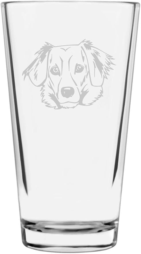 Dachshund Mix Custom Personalized Dog Themed Etched All Purpose 16oz Pint Glass