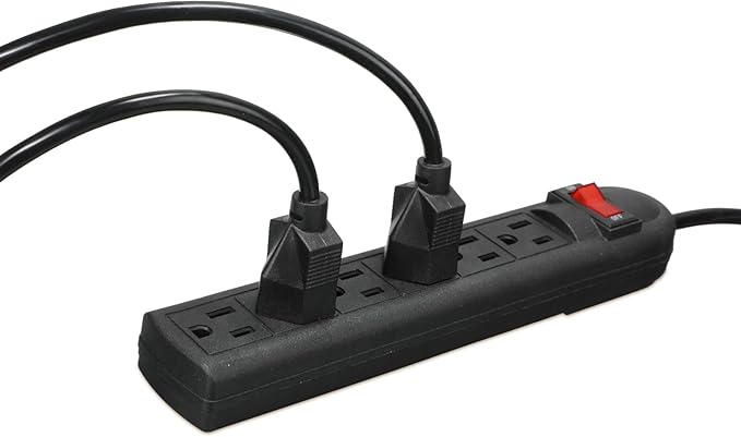 12 Pack 6 Outlet Power Strip Surge Protector 6 ft Long Flat Plug Electrical Extension Cord with Multiple Outlets for Home Office, Black