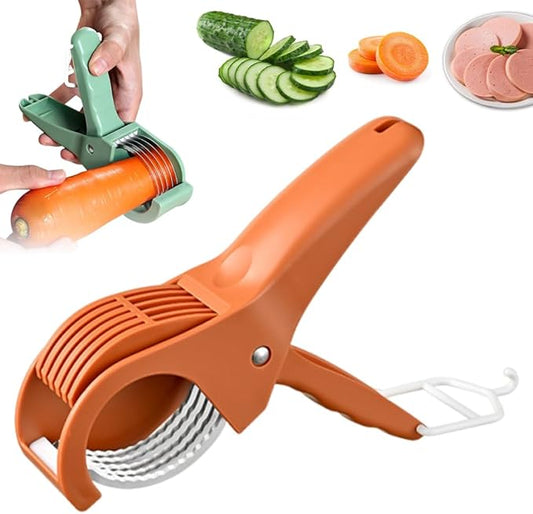 Multifunctional Banana Slicer and Vegetable Cutter, Stainless Steel Slicer Cutter with ABS Handle, for Even Slicing Banana, Carrot, Sausage, Ideal Cutter Tools for Fruit Salad and Kitchen (Orange)