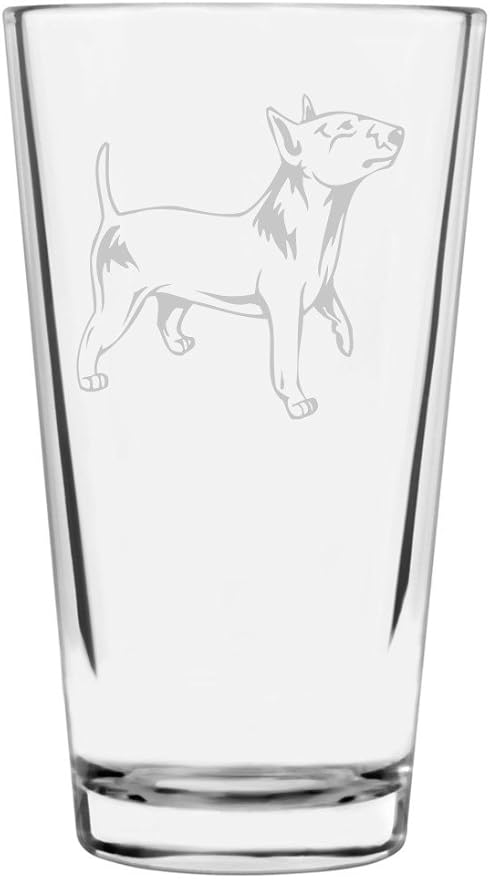 Miniature Bull Terrier Custom Personalized Dog Themed Etched All Purpose 16oz Pint Glass