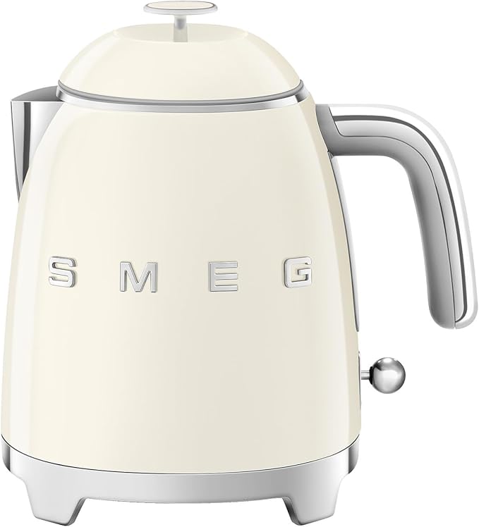 SMEG Mini 50's Retro Style 3 Cup Electric Kettle with Double Wall Anti Slip Base and Water Level Indicator (Cream)