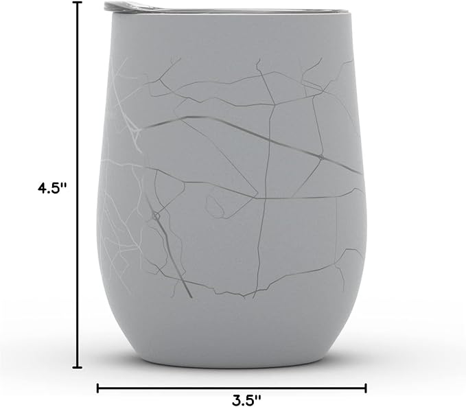 Well Told Engraved Lexington Kentucky Map Insulated Wine Tumbler, Etched Stainless Steel Cup (12 oz, Dockside Gray) City Map Insulated Tumbler, Custom Insulated Tumbler, Outdoor Drinkware