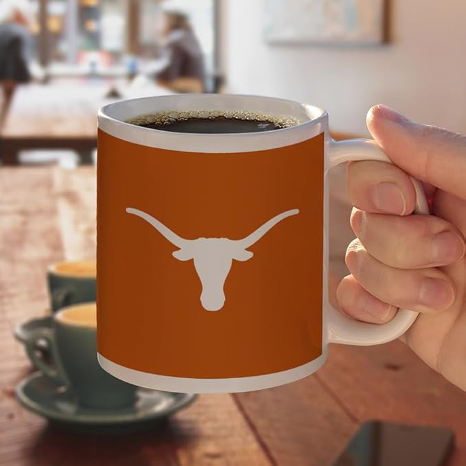 University of Texas Primary Logo Ceramic Coffee Mug, Novelty Gift Mugs for Coffee, Tea and Hot Drinks, 11oz, White