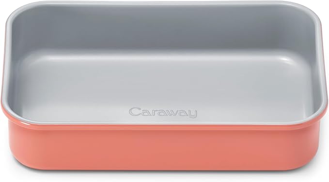 Caraway Nonstick 9” x 6.5” Small Rectangle Baking Pan – Non-Toxic, PTFE & PFOA Free – Aluminized Steel Core – Deep Ceramic Baking Pan for Casseroles, Lasagna & More - Perracotta