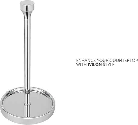 Ivilon Countertop Paper Towel Holder - Modern Bell End Minimalist Design - Color Chrome