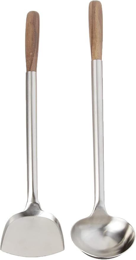 Fox Run Spatula & Ladle Wok Tool Set, 16.5-17.5 inches, Stainless Steel