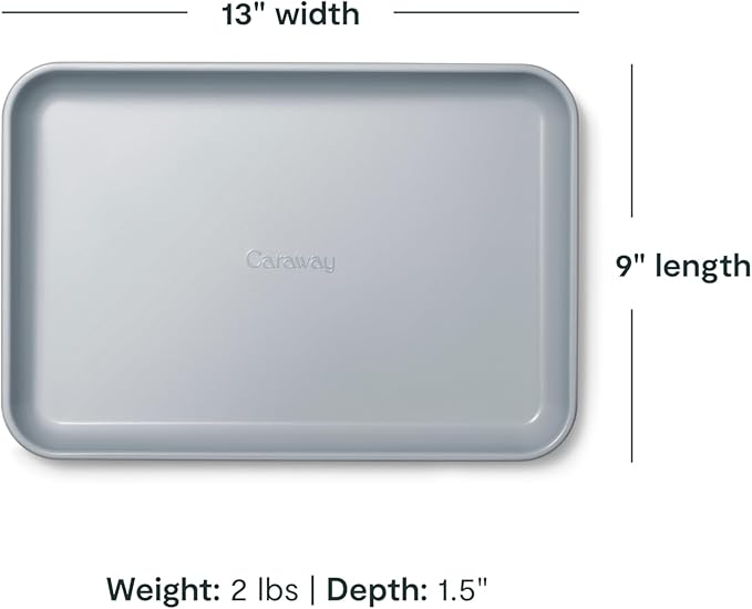 Caraway Nonstick Ceramic Small Baking Sheet (9x13”) – Non-Toxic, PTFE & PFOA Free – Oven Safe – Aluminized Steel Core – Mini Sheet Pan for Baking, Roasting & More - Marigold
