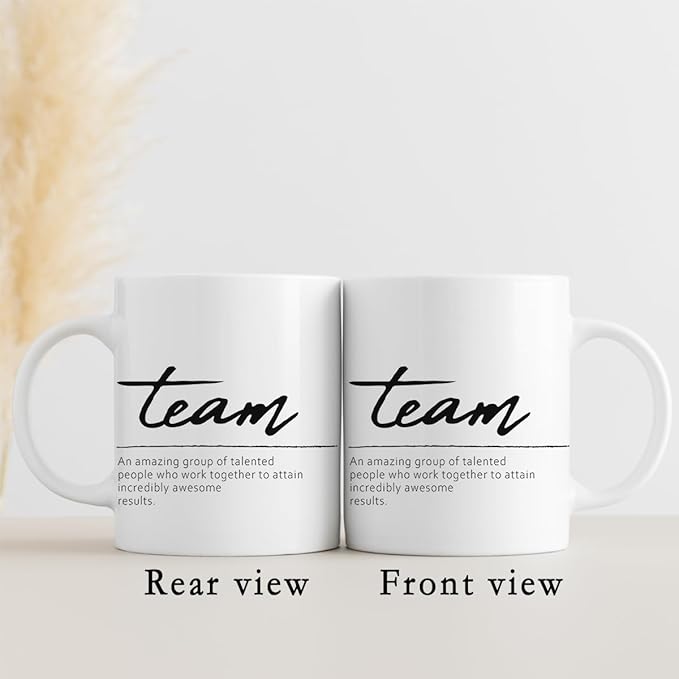 QUICQOD Team Gifts for Employees,Team Definition Ceramic Mug,Employee Appreciation Gifts for Coworkers Colleague Boss,Teamwork Thank You Gifts Christmas Birthday Thanksgiving White Coffee Mug,11 Oz