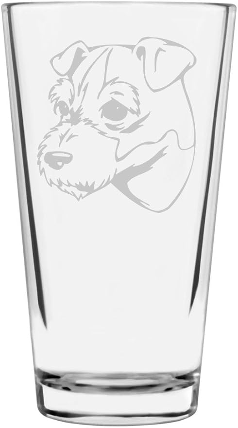 Jack Russell Terrier Dog Themed Etched All Purpose 16oz Pint Glass