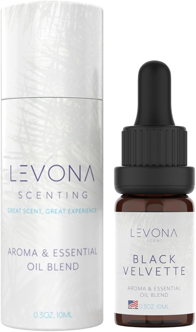 Levona Scents Oil Diffuser Essential Oils: Fragrance Oil for Diffuser - Black Velvette Diffuser Oils Scents - Woody Citrus with Herbal Floral Essential Oil Blends, Oakmoss, White Musk & Sandalwood
