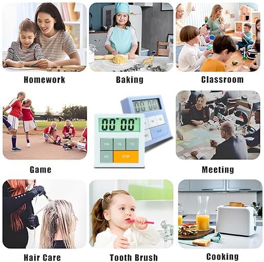 2-Pack Digital Kitchen Timer for Cooking Large Digit Loud Alarm Clock Magnetic Backing Stand Cooking Timer for Baking