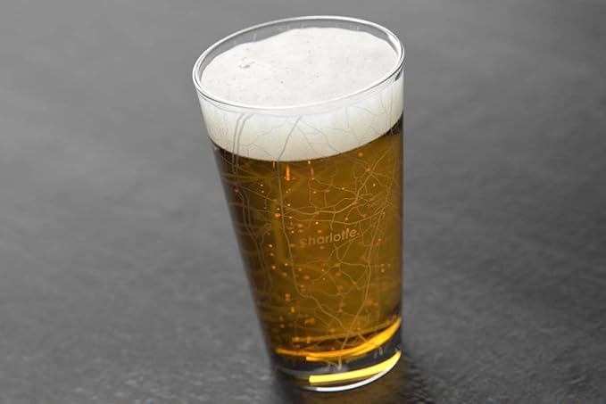 Well Told Engraved Charlotte North Carolina Map Pint Glass, Etched Beer Gift (16 oz, Clear) City Map Pint, Custom City Glassware, Gifts For Beer Lovers