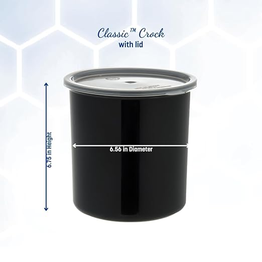 Carlisle FoodService Products Classic Round Storage Container Crock with Lid for Kitchen, Restaurants, Home, Plastic, 2.7 Quarts, Black