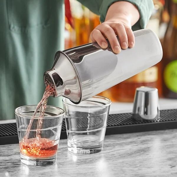 28 oz Stainless Steel Cobbler Cocktail Shaker, 3-Piece Set, Silver, 10 Inches, Dishwasher Safe, for Bartending