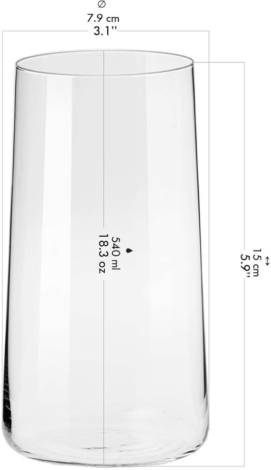 Krosno Glasses Set | 6x Tall Water Juice Drinking Glasses 18.3 oz + 6x Water Juice Drinking Glasses 12.9 oz | Avant-Garde Collection | Crystal Glass | Dishwasher Safe