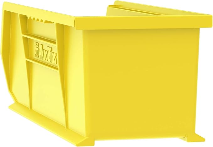 Akro-Mils 30234 AkroBins Plastic Storage Bins, Space-Saving Stackable Bins for Garage, Pantry, Craft Organization, 15" x 5" x 5", Yellow, 12-Pack