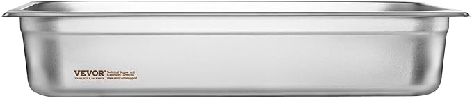 VEVOR Hotel Pan, Full Size Anti-Jam Steam Pans, 0.8mm Thick Stainless Steel 4-Inch Deep Commercial Table Pan, Catering Storage Food Pans, for Industrial & Scientific