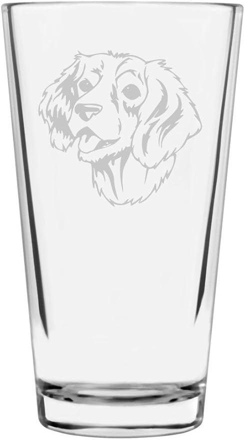 English Springer Spaniel Dog Themed Etched All Purpose 16oz Pint Glass
