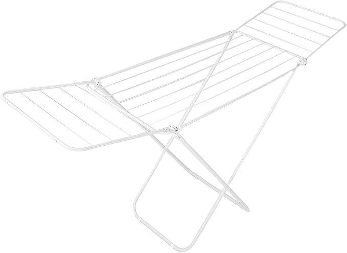 Diydeg Clothes Drying Rack, Foldable Portable Laundry Drying Rack with Height Adjustable Wings, Space Saving Heavy Duty Metal Clothes Hanger for Indoor Outdoor Use, Laundry Room