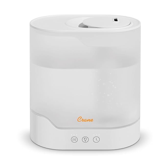Crane 0.7 Gallon Top Fill Cool Mist Humidifier and Aroma Diffuser, with Color-Changing Night Light and Aroma Diffuser Function, Humidifier For Bedroom, Office or Nursery