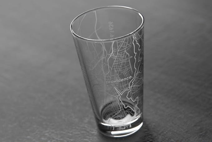 Well Told Engraved Providence Rhode Island Map Pint Glass, Etched Beer Gift (16 oz, Clear) City Map Pint, Custom City Glassware, Gifts For Beer Lovers