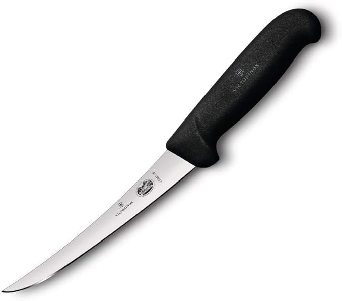 Victorinox Fibrox Curved Boning Knife, Flexible Blade, 6-Inch, Black