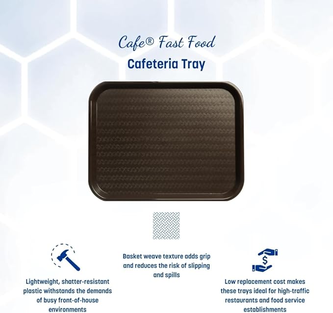 Carlisle FoodService Products Cafe Plastic Fast Food Tray, 14" x 18", Chocolate