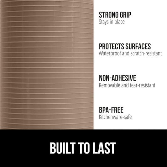 GORILLA GRIP DuraGuard Shelf Liner, Non-Adhesive Cabinet Liners for Kitchen Drawers, Shelves, Refrigerator, Pantry Storage, Bathroom Closet, Durable Waterproof BPA Free Ribbed Plastic, 12x10 Beige