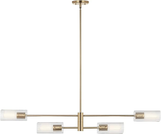 KICHLER Velestino 47.50" 4 Light Linear Chandelier in Champagne Bronze, for Dining Room, Living Room, (7" x 47.50") 5268CPZ