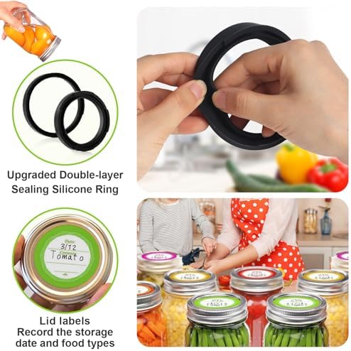 M11 Electric Mason Jar Vacuum Sealer Kit - with Wide and Regular Mouth Mason Lids, Jar Vacuum Sealer for Canning Jars, Vacuum Sealing Machine for Food Storage Black