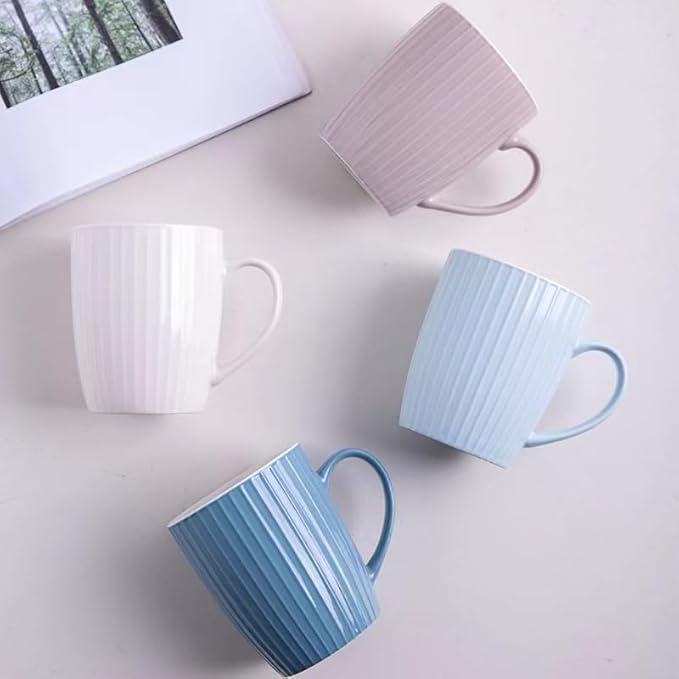11 Ounce Porcelain Mugs, Set of 6, Tea and Cocoa Mug Set, Sea blue