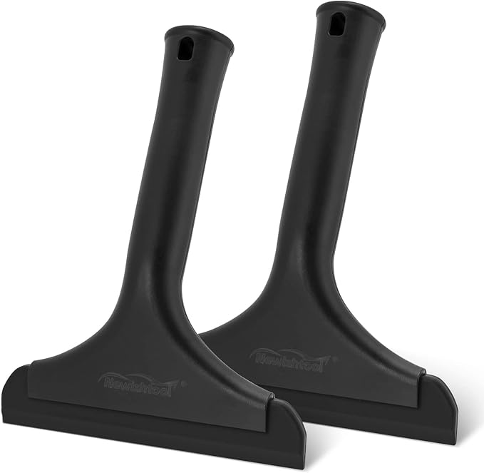 NEWISHTOOL Small Squeegee for Car Windshield, Windows, Side Mirrors, Glass Door Water Removal, Silicone Blade Squeegee for Shower Door, Glass Mirror, Tile Wall Cleaning, Auto Water Blade Wiper, 2 Pack