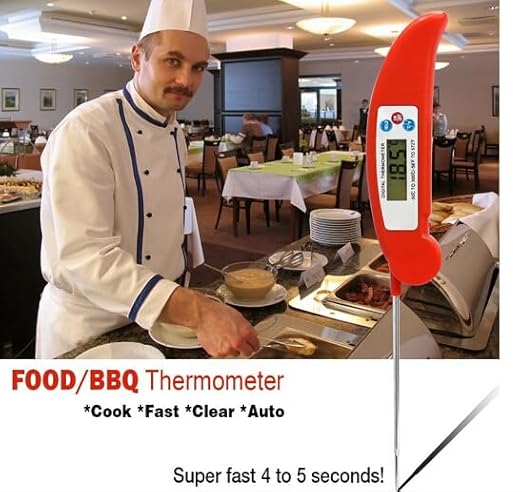 2 Pack Instant Read Digital Meat Thermometer with Probe for Cooking, Fast and Accurate, Waterproof Digital Food Thermometer, Grilling Kitchen Baking