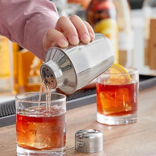 3-Piece Cobbler Cocktail Shaker, 6 oz, Stainless Steel, Silver, Dishwasher Safe, Built-in Strainer
