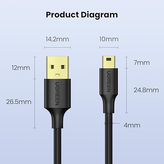 UGREEN Mini USB Cable 3FT,USB Mini 2.0 Cable Cable,Mini USB B Charger Cable Compatible with Garmin Nuvi GPS,SatNav,Dash Cam,Camera,PS3 Controller,Hard Drive,GoPro Hero 3+