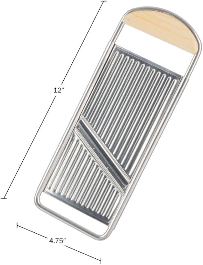 Handheld Mandoline Slicer for Kitchen - Stainless Steel Flat Mandolin with Cherrywood Handle - Julienne Cutter for Vegetable and Fruits - Italian Made Kitchen Gadgets by Kings County Tools