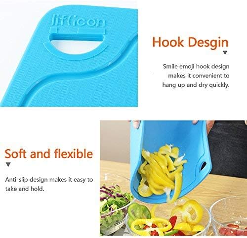 Liflicon Thick Cutting Boards for Kitchen Silicone Chopping Board Set of 2 Mid 12.6'' x 9.1β,Mini 9.1βx7.1β Non-slip Deep Drip Juice Groove Easy Grip Handle,Dishwasher Safe-Orange