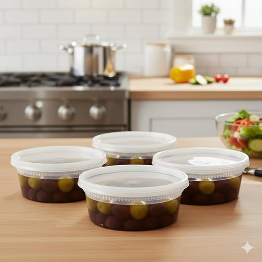 8oz Deli Containers with Lids (Pack of 240), Recyclable Polypropylene, Microwavable, Heat Resistant (8)
