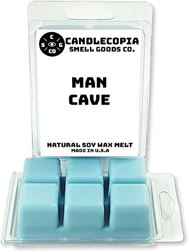 Man Cave Strongly Scented Hand Poured Vegan Wax Melts, 12 Scented Wax Cubes, 6.4 Ounces in 2 x 6-Packs