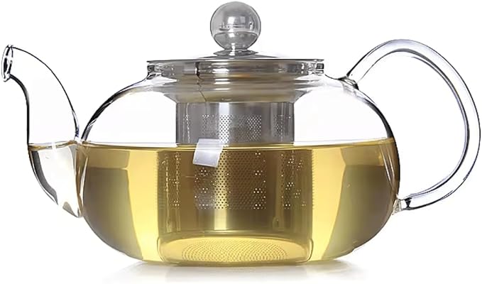 20oz (600ml) Small Clear Glass Tea Pot Set with Infuser – High Borosilicate Stovetop Teapot for Loose Leaf Tea, Herbal Infusions, and Blooming Teas – Durable, Heat-Resistant Tea Maker with Handle