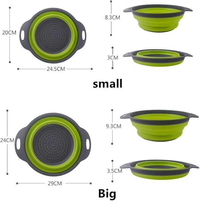 2-Pcs Collapsible Colander Set & Vegetable wash Basket,colander for kitchen,strainer, Space Saving Outdoor Multi-Purpose Foldable Sink,