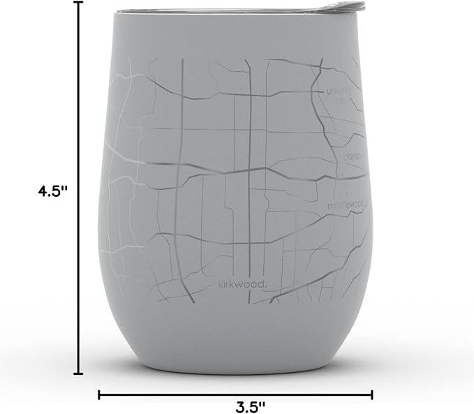 Well Told Engraved St. Louis Missouri Map Insulated Wine Tumbler, Etched Stainless Steel Cup (12 oz, Dockside Gray) City Map Insulated Tumbler, Custom Insulated Tumbler, Outdoor Drinkware