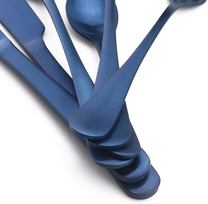 20-Piece Stainless Steel Flatware Set, Matte Finish Blue, Service for 4