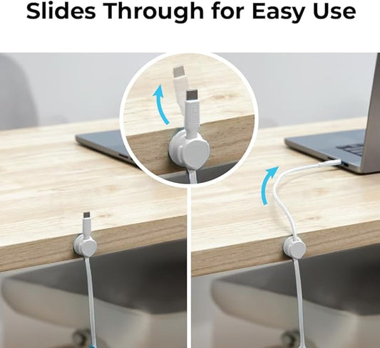BLACK+DECKER Magnetic Cord Organizer Holder, 6 Pack Magnetic Cable Clips, Under Desk Cable Management, Strong Adhesive Cord Holder for Nightstand Kitchen Appliances Car Wall Office (White)