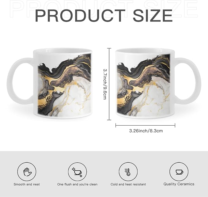 Coffee Mugs Marble Pattern Ceramic Latte Mug with Handle 11 OZ for Men Women for Latte Cappuccino Cocoa Milk Dishwasher & Microwave Safe