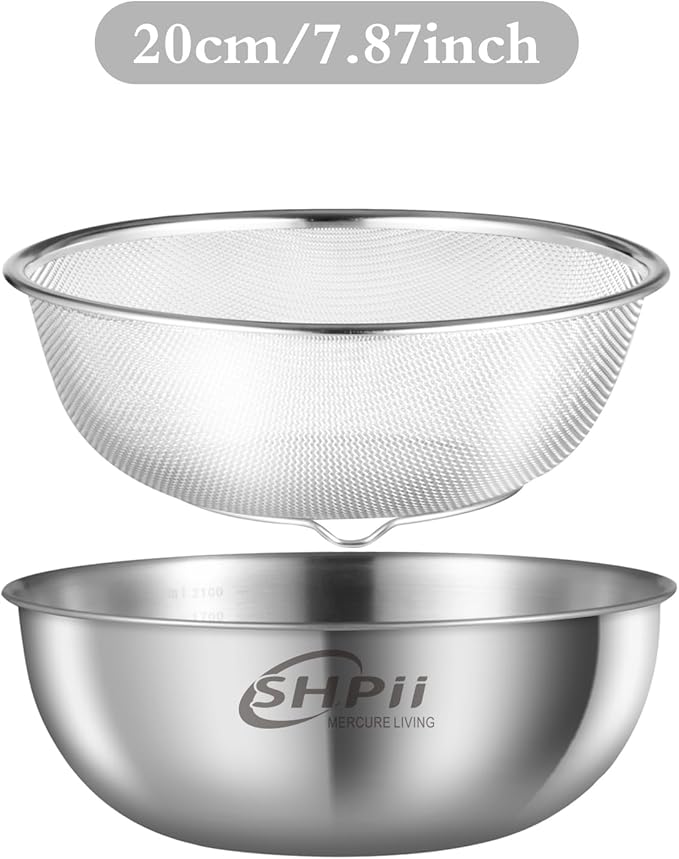 Thickened Stainless Steel Drainage Basket Set Kitchen Multifunctional Rustproof Strainer Durable Oil Drainage Dishwashing Basket(7.87inch)